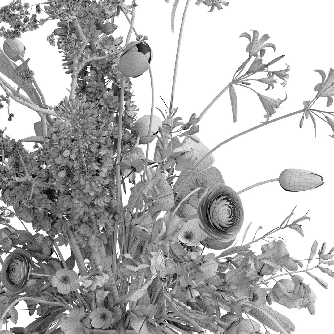 Flower In Vase 3D Model – High Poly PBR Indoor Decor, FBX, OBJ - View 7
