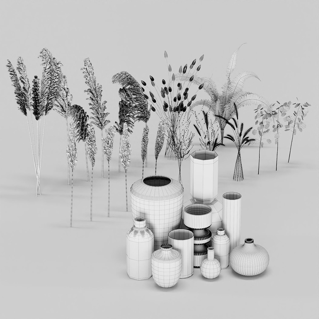 Decorative Set No3 3D Model – High Poly Plant Collection, FBX, OBJ - View 17