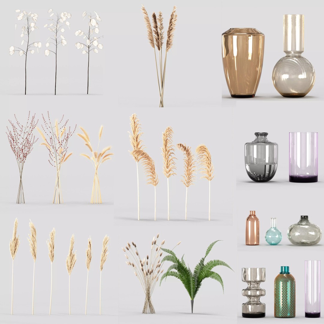 Decorative Set No3 3D Model – High Poly Plant Collection, FBX, OBJ - View 2