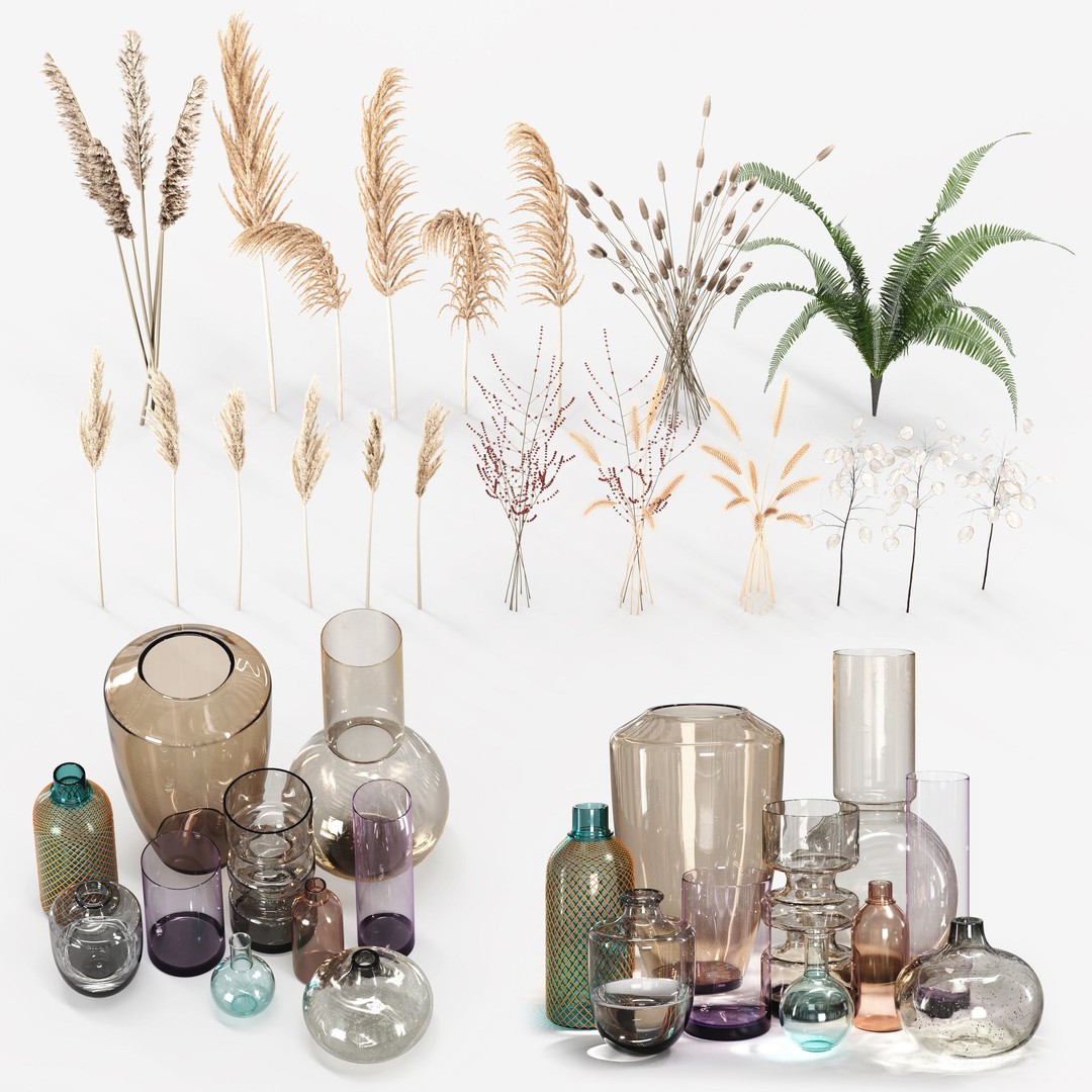 Decorative Set No3 3D Model – High Poly Plant Collection, FBX, OBJ - View 4