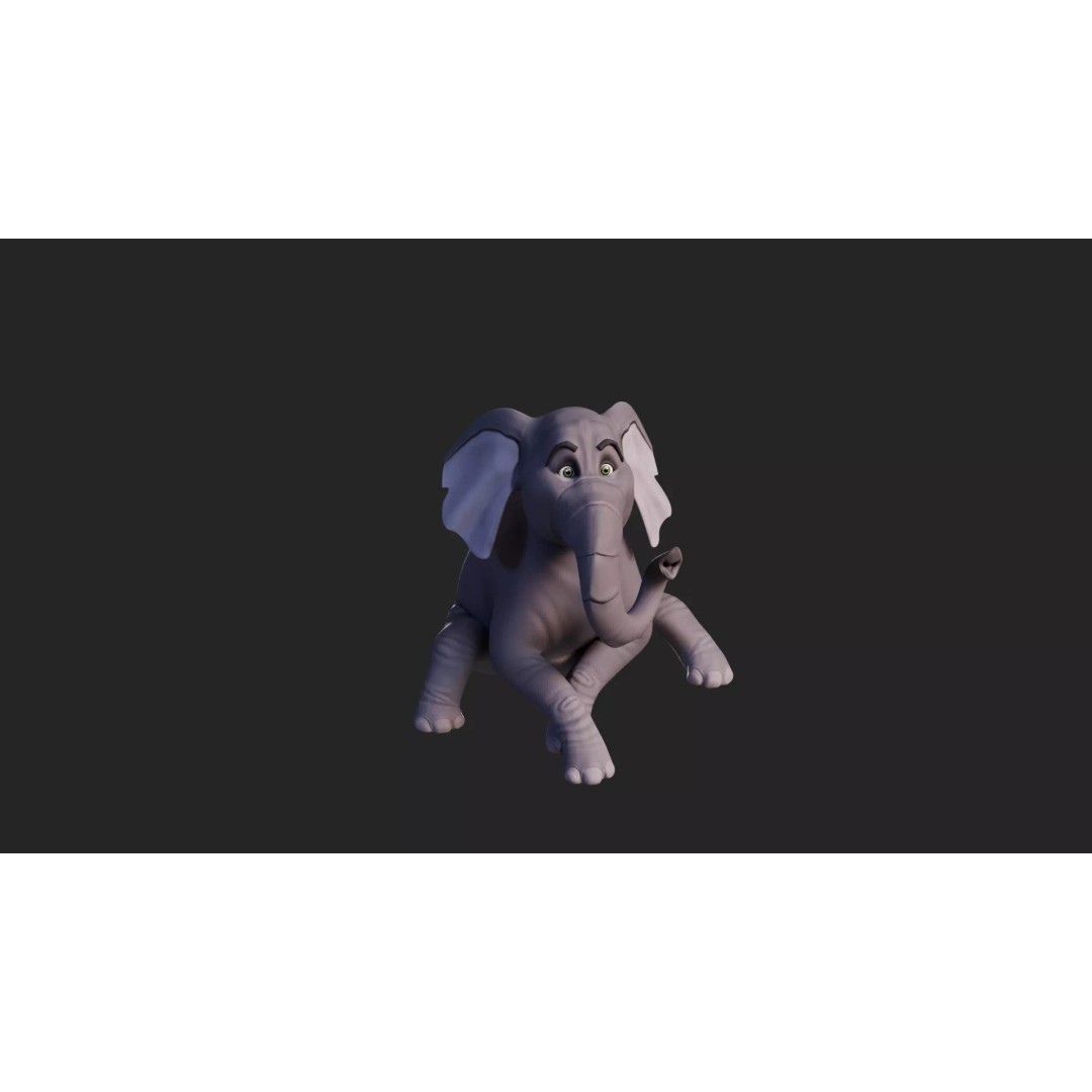 Stylized Female Elephant 3D Model – Rigged Low-Poly Game Asset, FBX