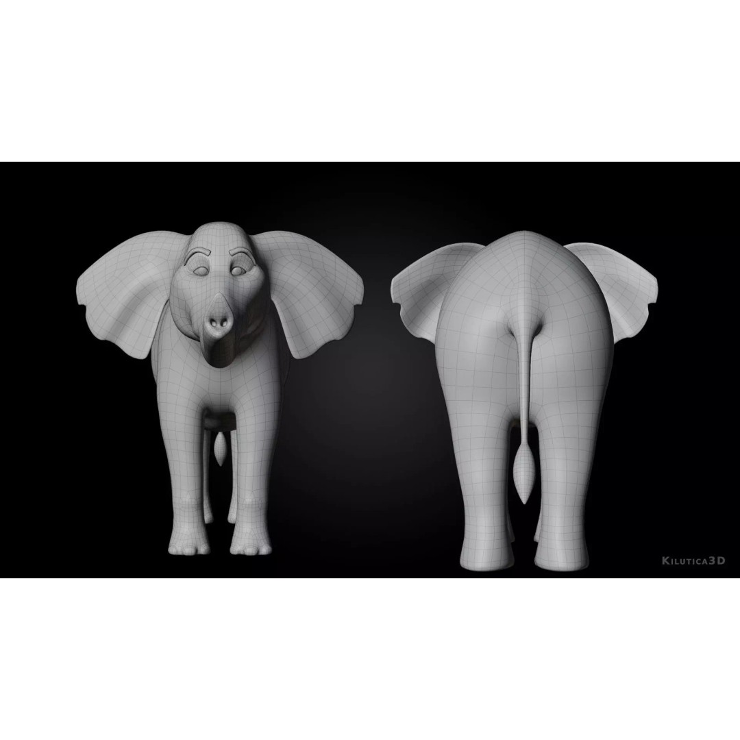Stylized Female Elephant 3D Model – Rigged Low-Poly Game Asset, FBX - View 12