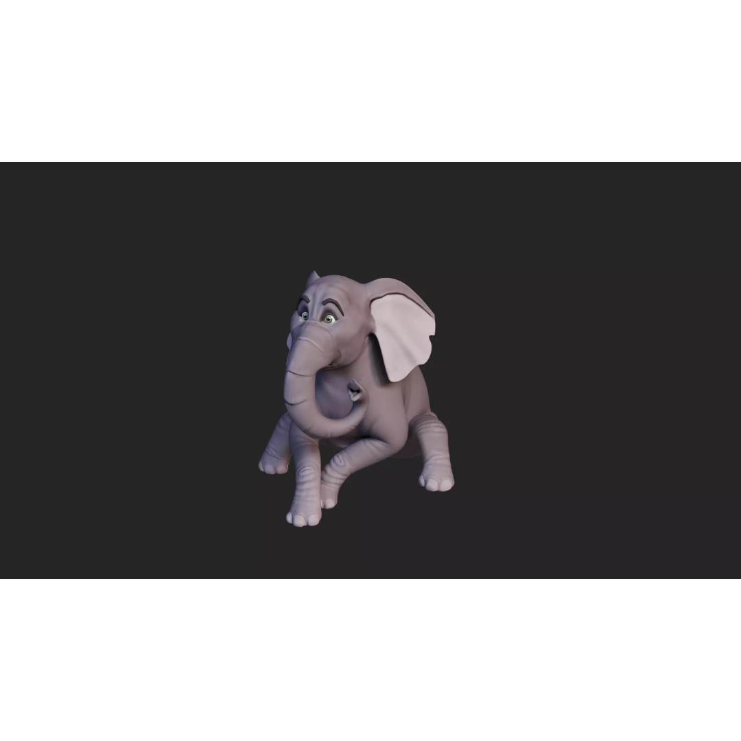 Stylized Female Elephant 3D Model – Rigged Low-Poly Game Asset, FBX - View 15