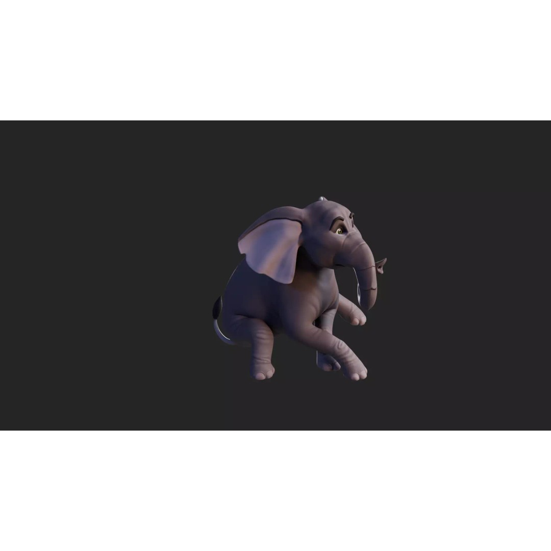 Stylized Female Elephant 3D Model – Rigged Low-Poly Game Asset, FBX - View 19