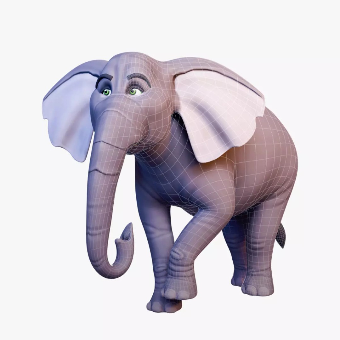 Stylized Female Elephant 3D Model – Rigged Low-Poly Game Asset, FBX - View 2