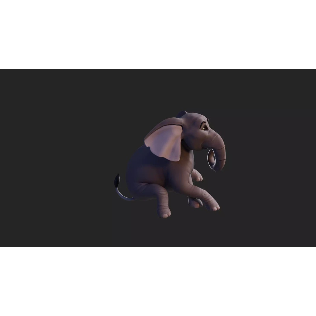 Stylized Female Elephant 3D Model – Rigged Low-Poly Game Asset, FBX - View 20