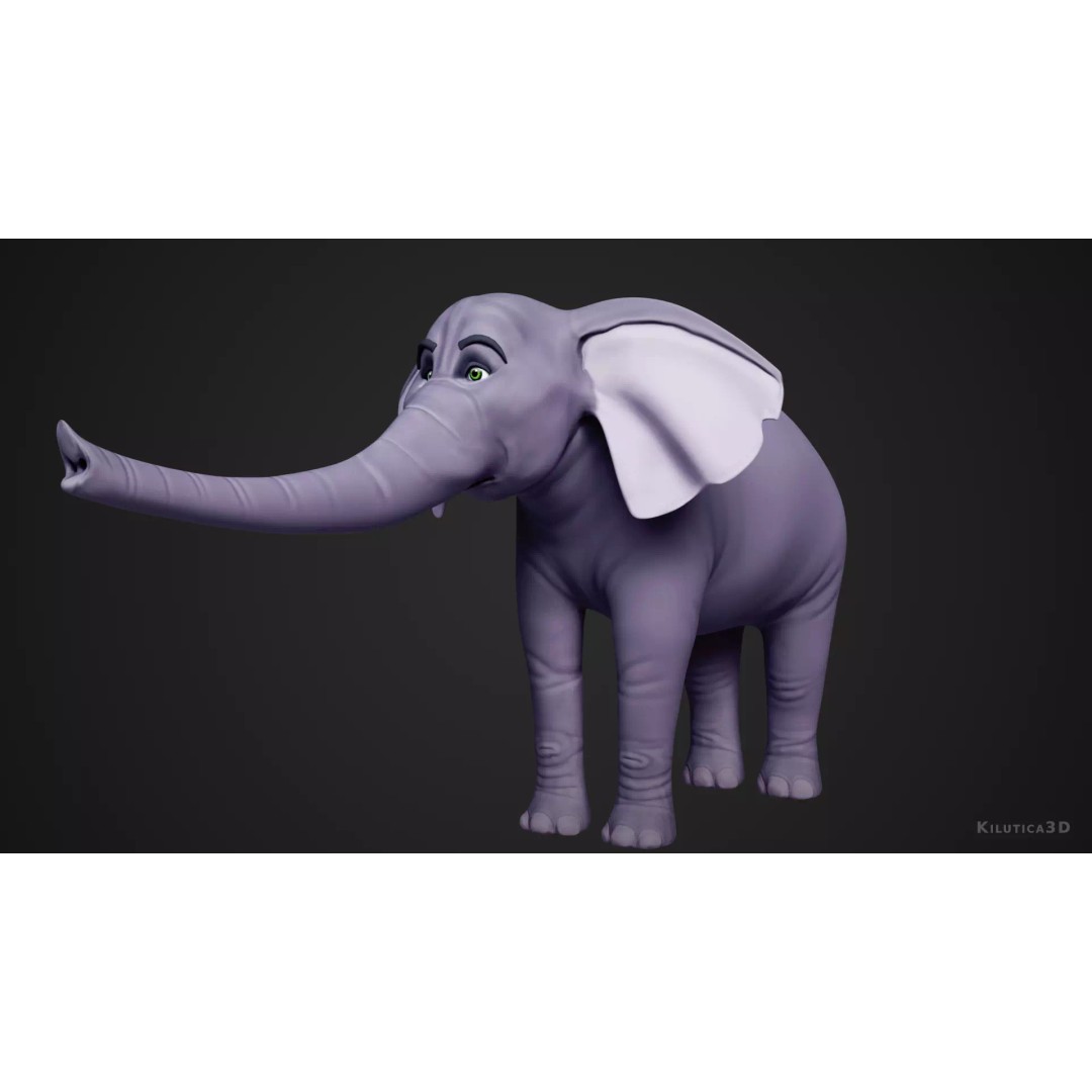Stylized Female Elephant 3D Model – Rigged Low-Poly Game Asset, FBX - View 3