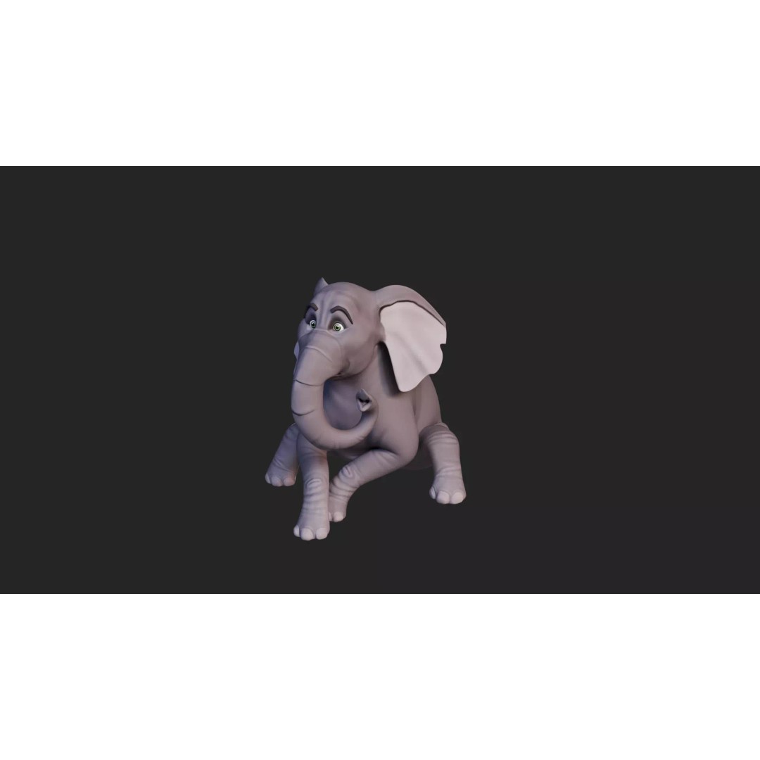 Stylized Female Elephant 3D Model – Rigged Low-Poly Game Asset, FBX - View 35