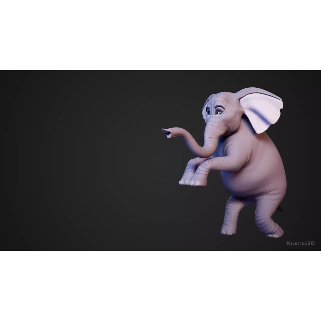 Stylized Female Elephant 3D Model – Rigged Low-Poly Game Asset, FBX - View 4