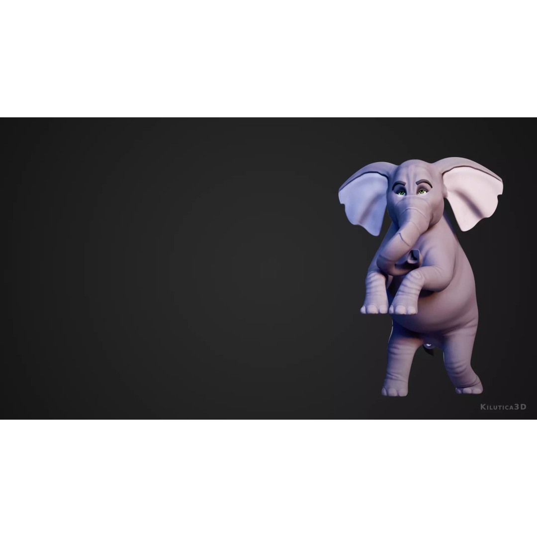 Stylized Female Elephant 3D Model – Rigged Low-Poly Game Asset, FBX - View 5