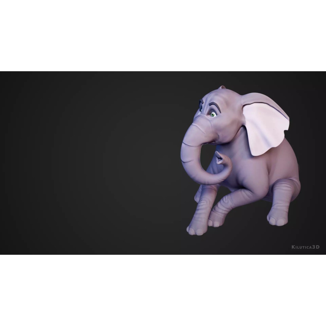 Stylized Female Elephant 3D Model – Rigged Low-Poly Game Asset, FBX - View 6