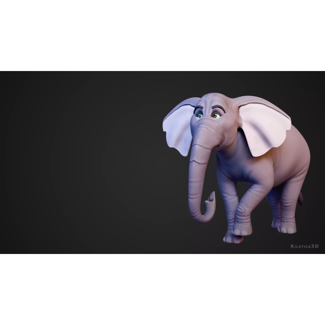Stylized Female Elephant 3D Model – Rigged Low-Poly Game Asset, FBX - View 7
