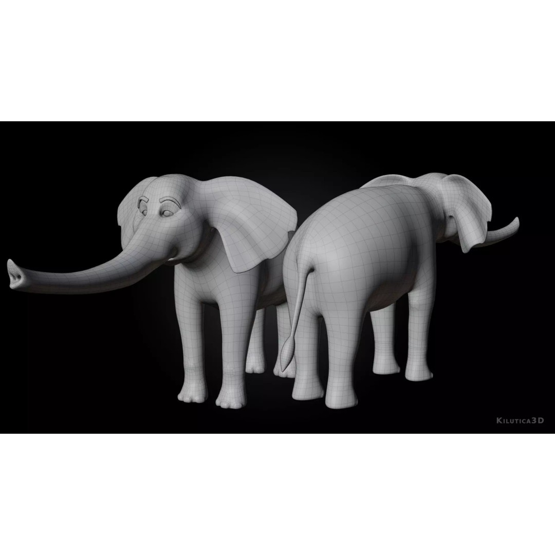 Stylized Female Elephant 3D Model – Rigged Low-Poly Game Asset, FBX - View 8