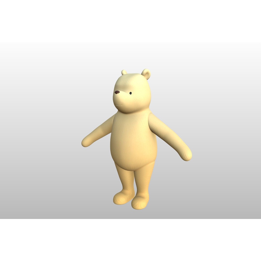 Classic Pooh 3D Model – Cartoon Character, FBX, OBJ Formats - View 12