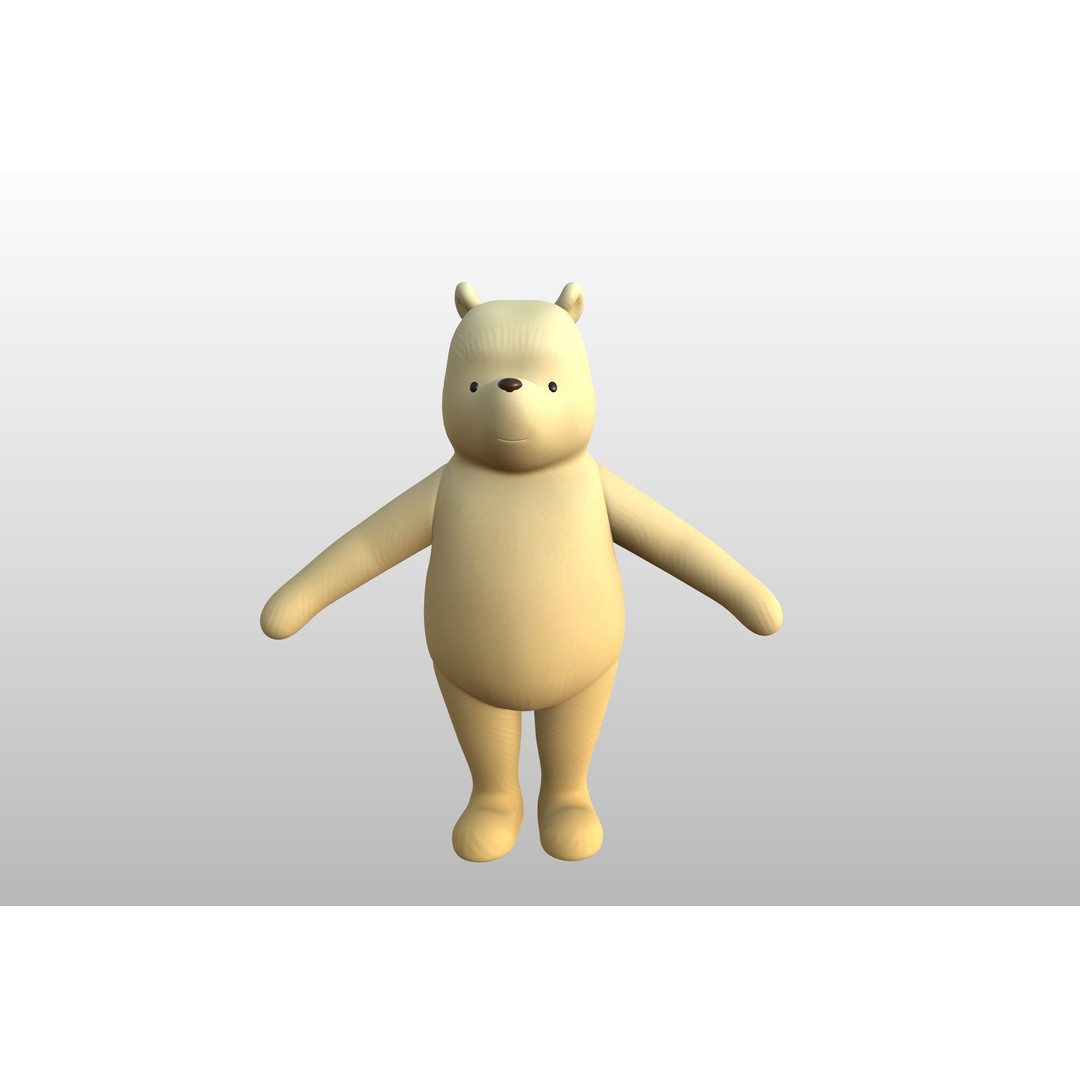 Classic Pooh 3D Model – Cartoon Character, FBX, OBJ Formats - View 13