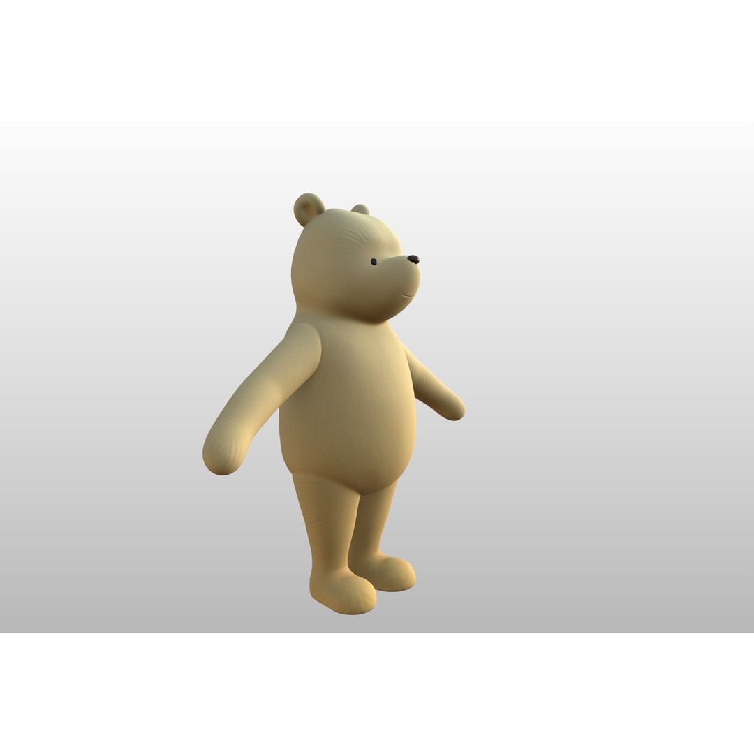 Classic Pooh 3D Model – Cartoon Character, FBX, OBJ Formats - View 14