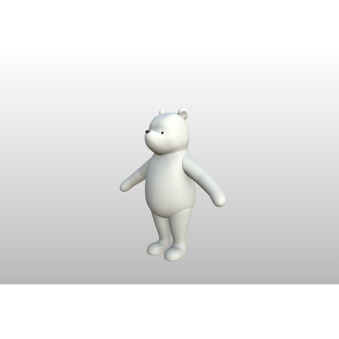 Classic Pooh 3D Model – Cartoon Character, FBX, OBJ Formats - View 15