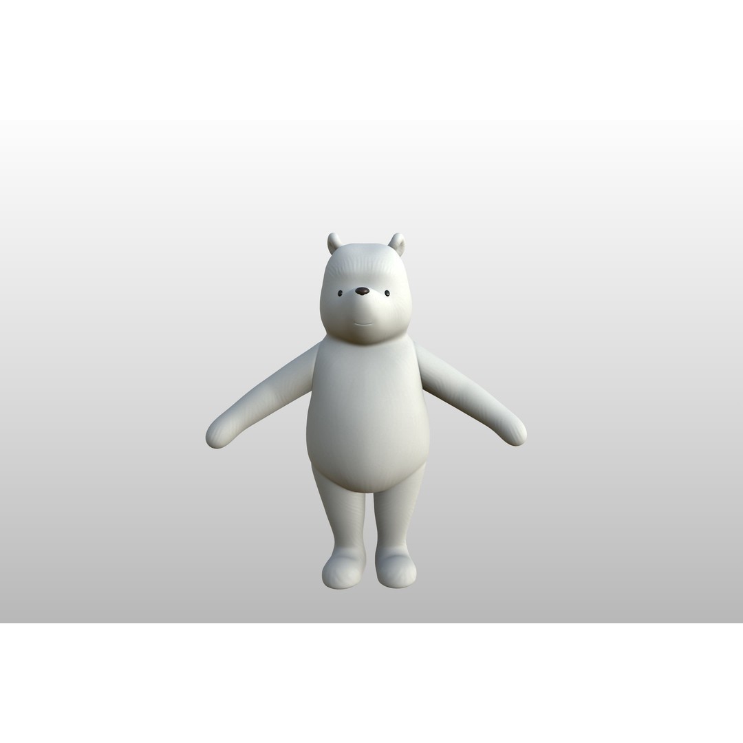 Classic Pooh 3D Model – Cartoon Character, FBX, OBJ Formats - View 16