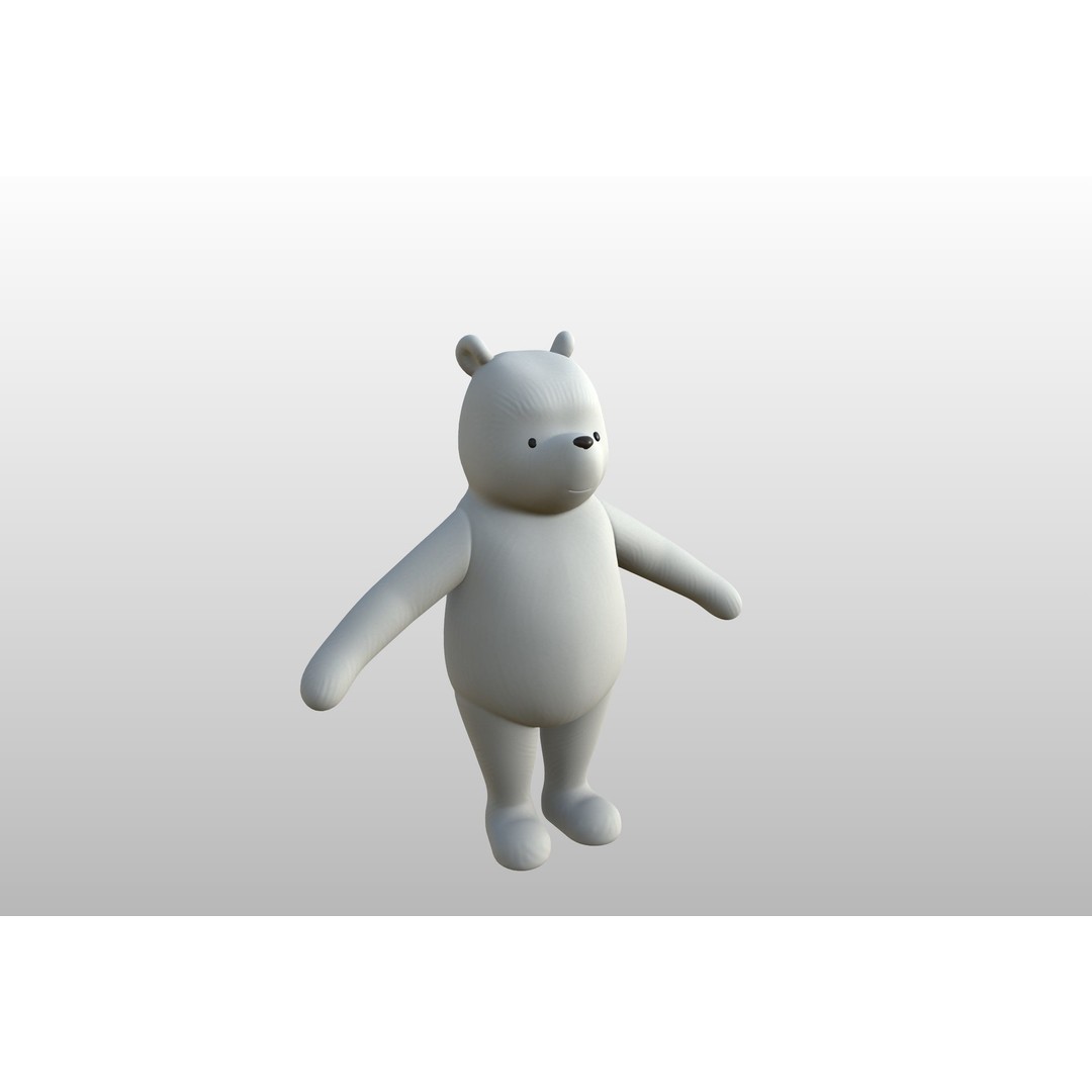 Classic Pooh 3D Model – Cartoon Character, FBX, OBJ Formats - View 17