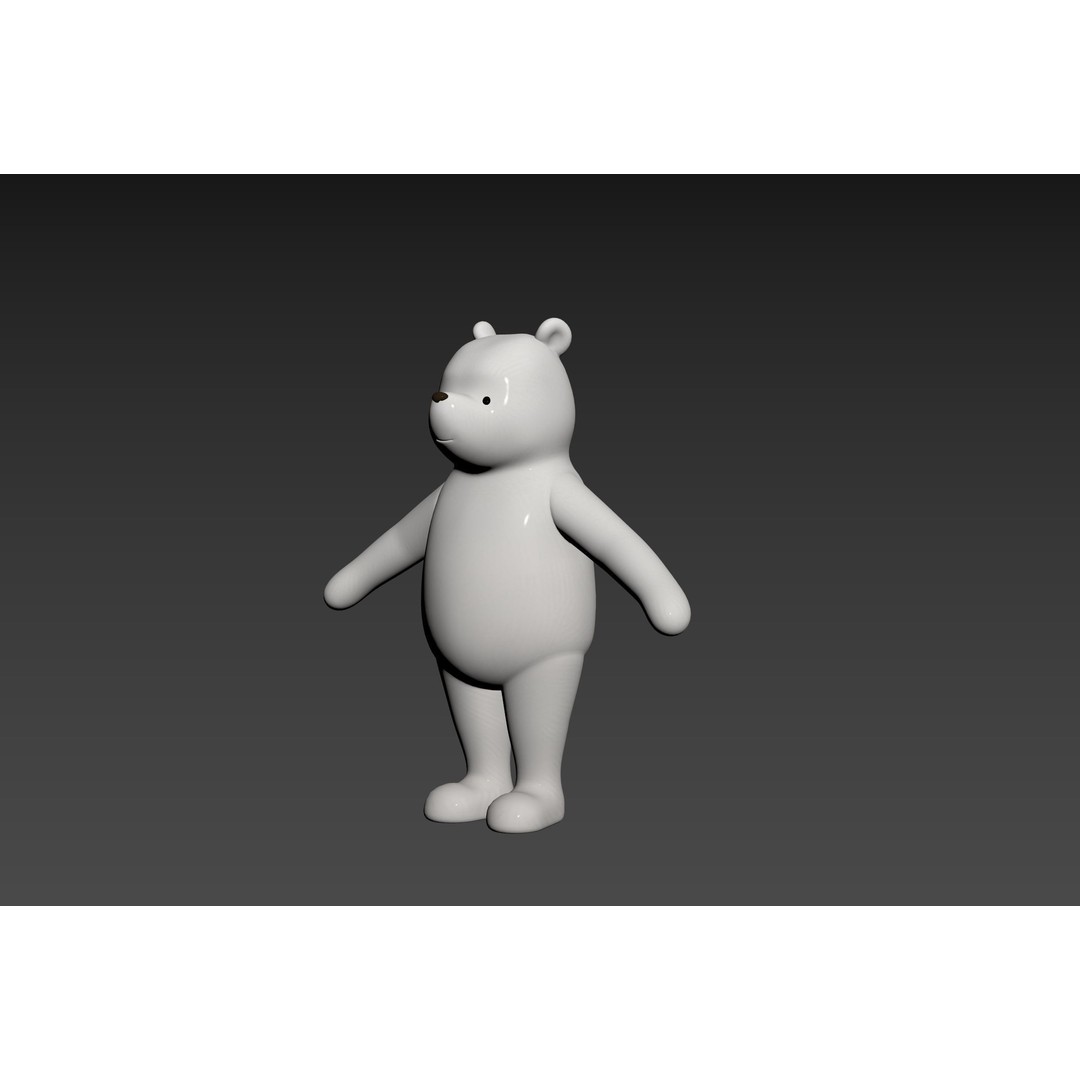 Classic Pooh 3D Model – Cartoon Character, FBX, OBJ Formats - View 27