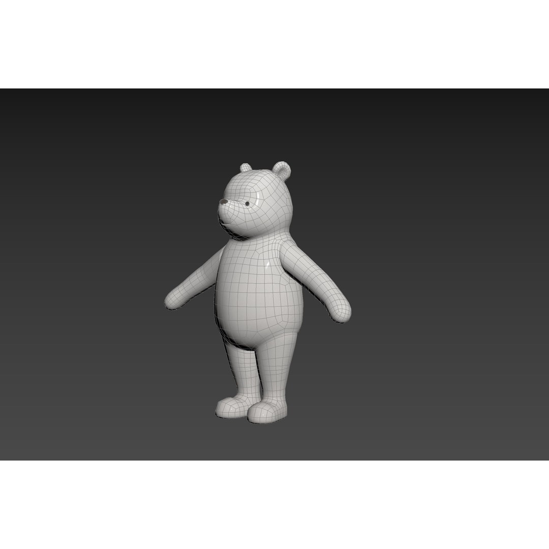 Classic Pooh 3D Model – Cartoon Character, FBX, OBJ Formats - View 28