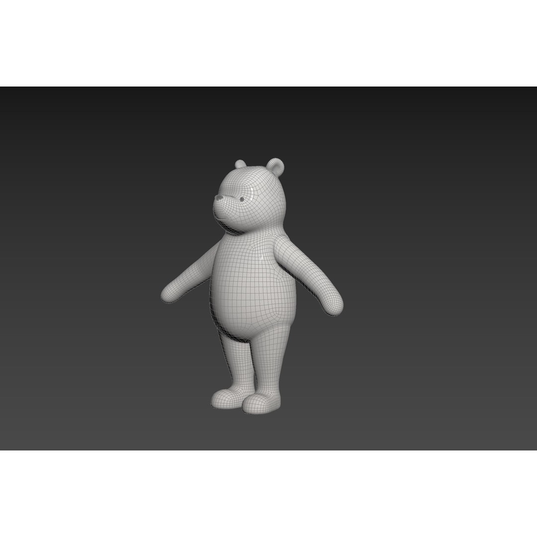 Classic Pooh 3D Model – Cartoon Character, FBX, OBJ Formats - View 29