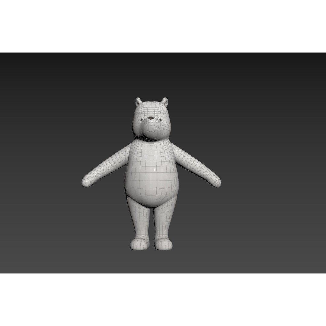 Classic Pooh 3D Model – Cartoon Character, FBX, OBJ Formats - View 30