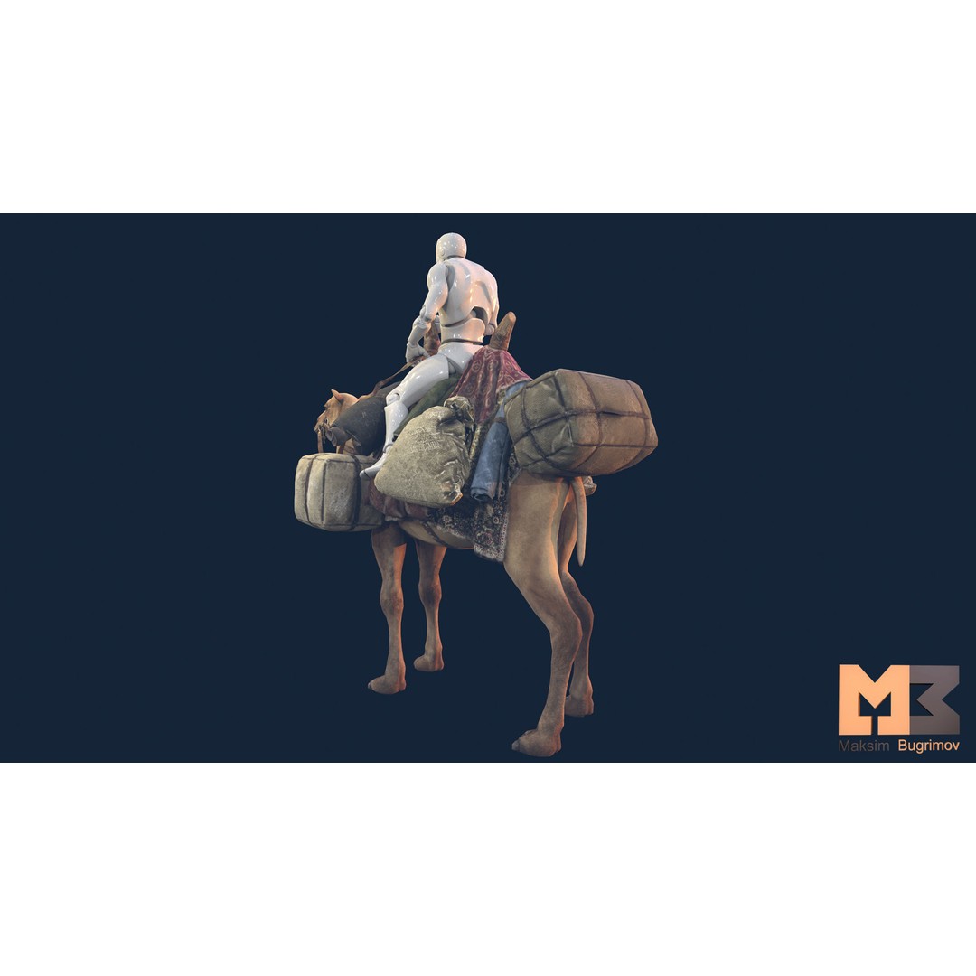 Fantasy Camel 3D Model – Low Poly Game Ready Character, FBX - View 7
