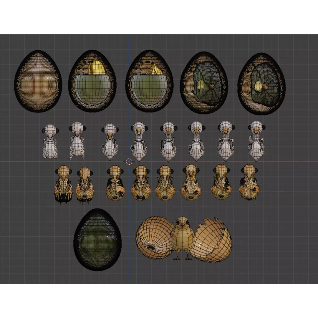 Chicken Egg Character 3D Model – Low Poly Rigged Asset, FBX, OBJ - View 2