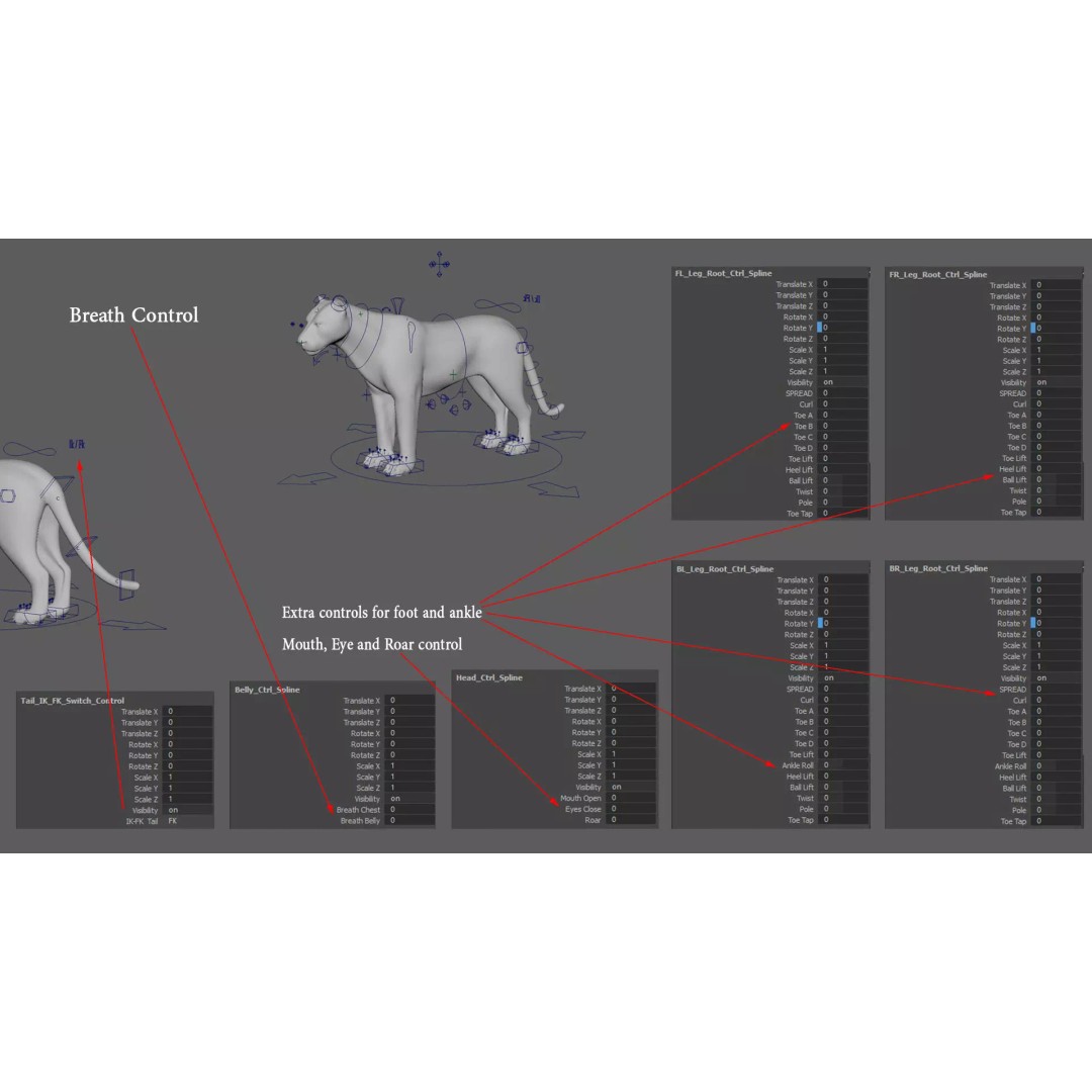 Lion 3D Model – Realistic Fur Animated Rigged Asset, FBX - View 30
