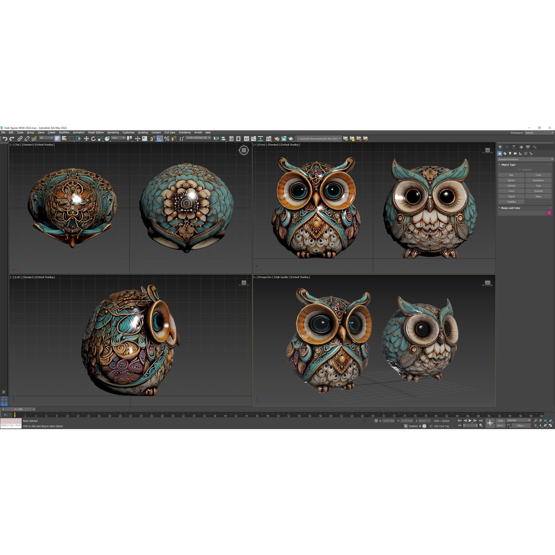 Owls 3D Model – Low Poly Bird Figures, FBX & OBJ Formats - View 11