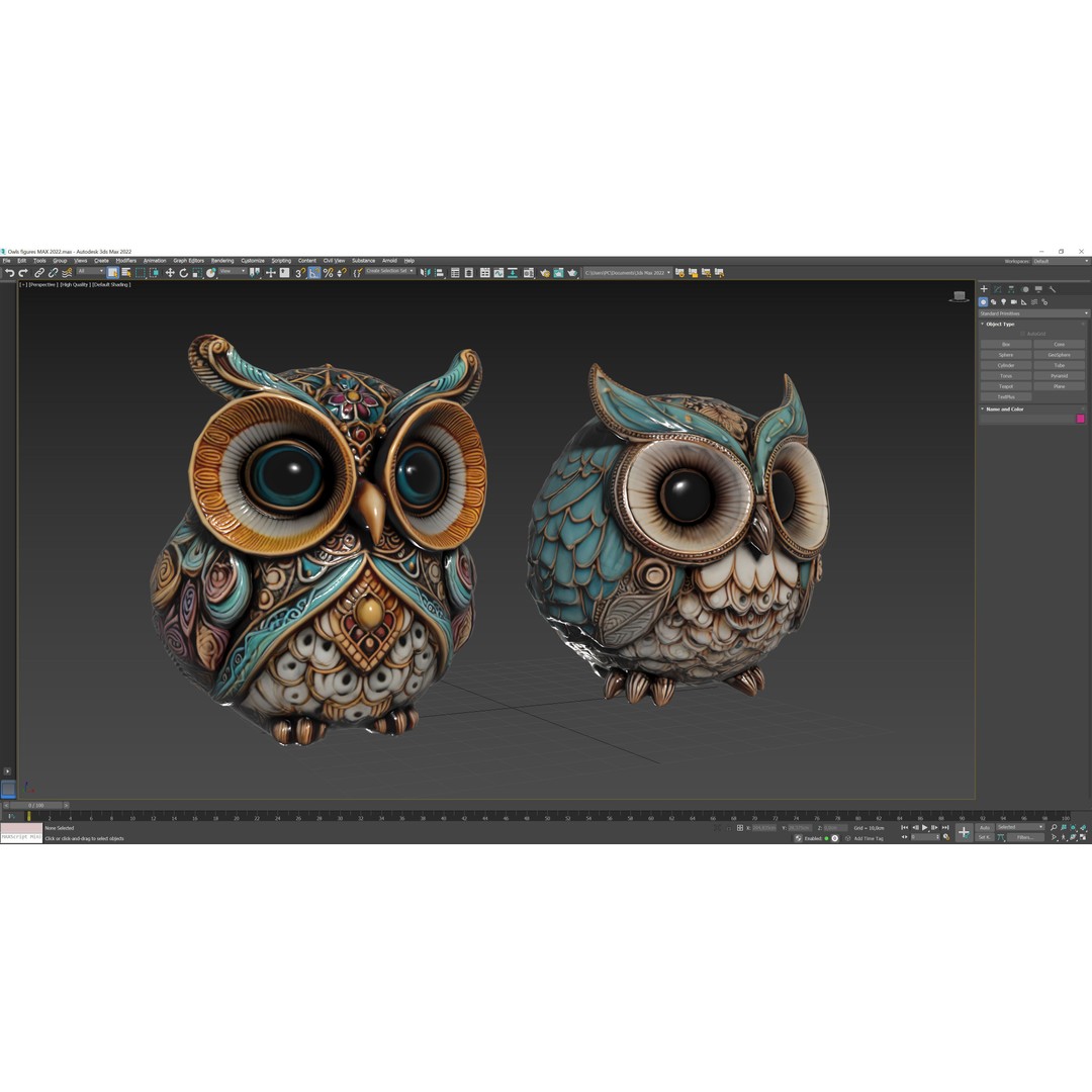 Owls 3D Model – Low Poly Bird Figures, FBX & OBJ Formats - View 12