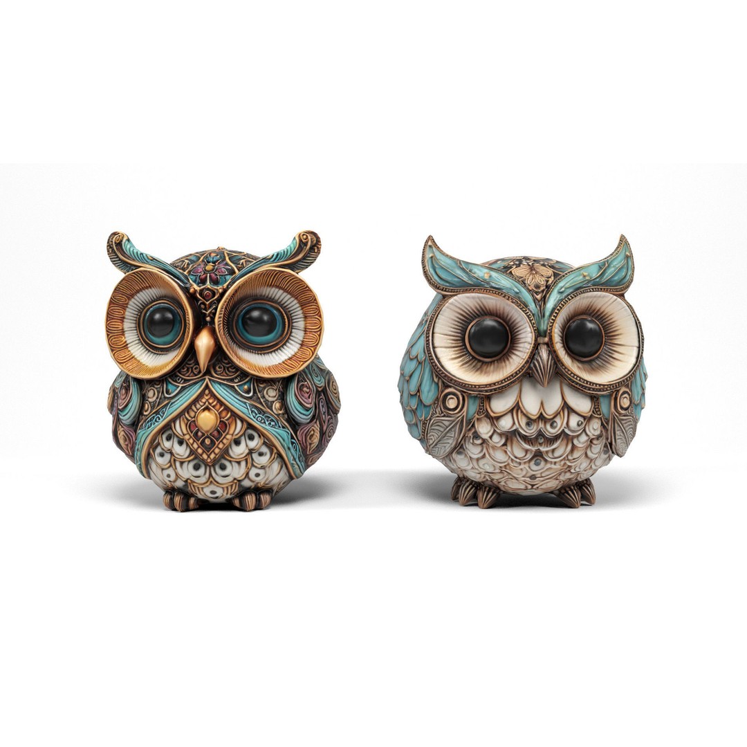 Owls 3D Model – Low Poly Bird Figures, FBX & OBJ Formats - View 5