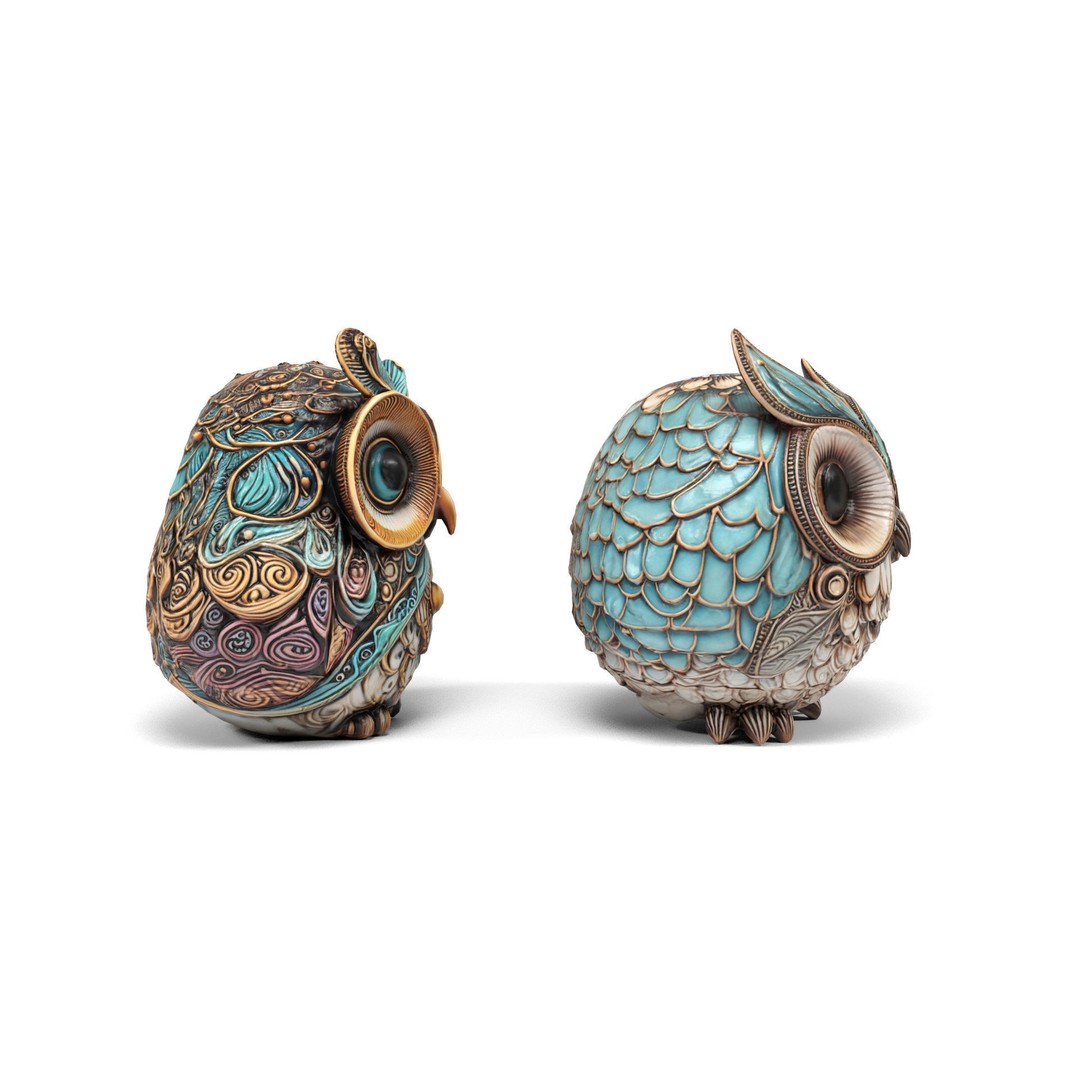 Owls 3D Model – Low Poly Bird Figures, FBX & OBJ Formats - View 8