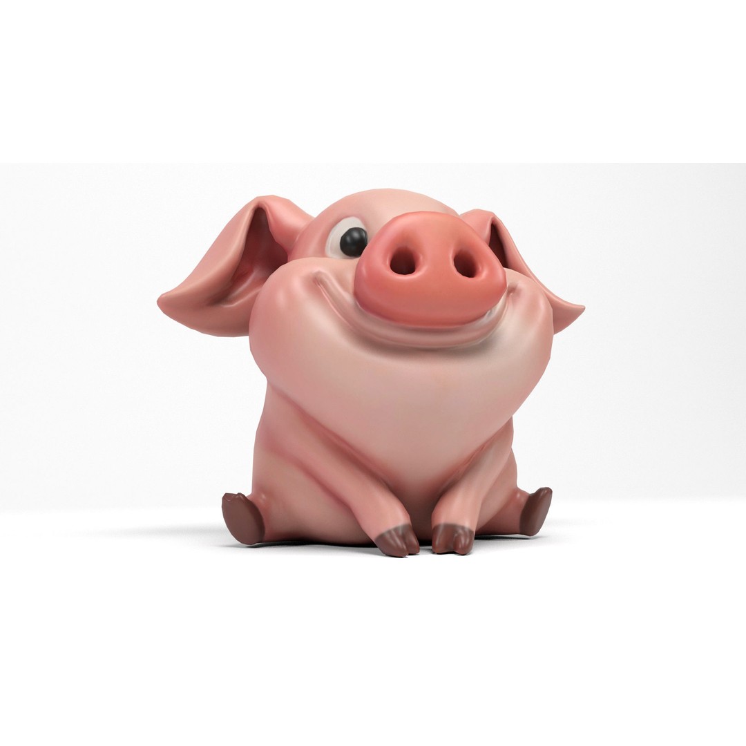 Funny Pig 3D Model – Low Poly Cartoon Character, FBX & OBJ Formats - View 10