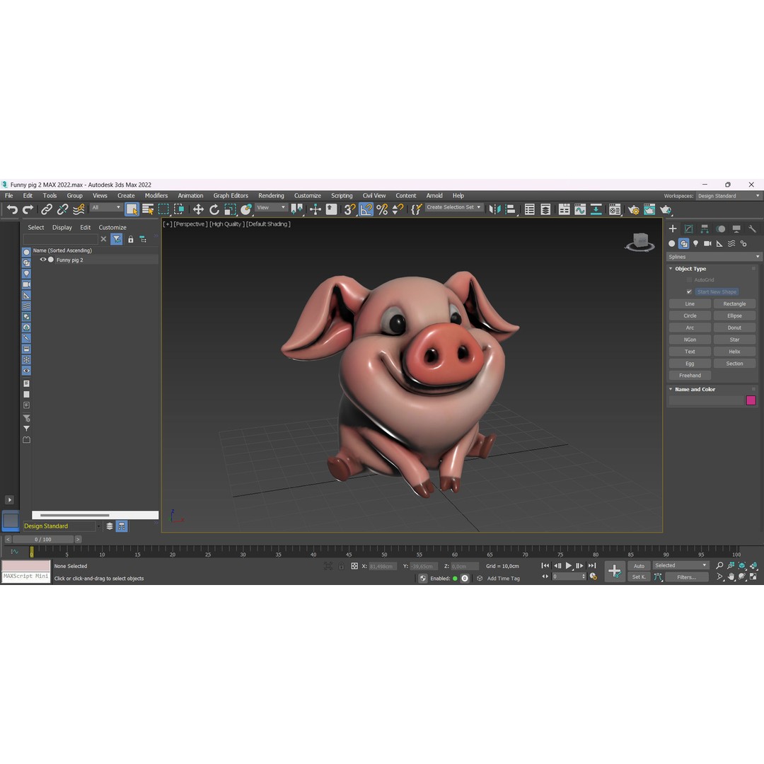 Funny Pig 3D Model – Low Poly Cartoon Character, FBX & OBJ Formats - View 12