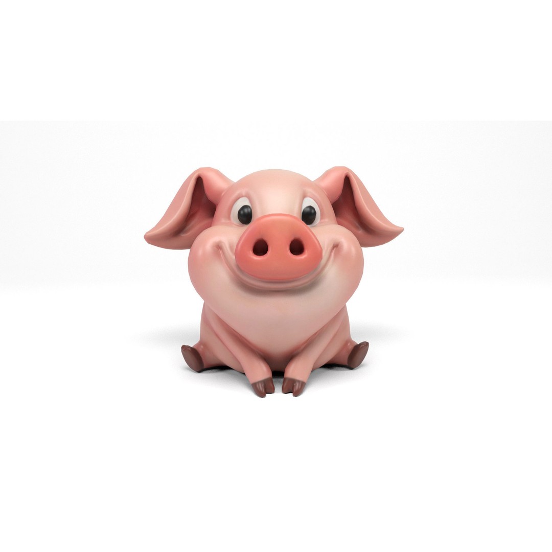 Funny Pig 3D Model – Low Poly Cartoon Character, FBX & OBJ Formats - View 5