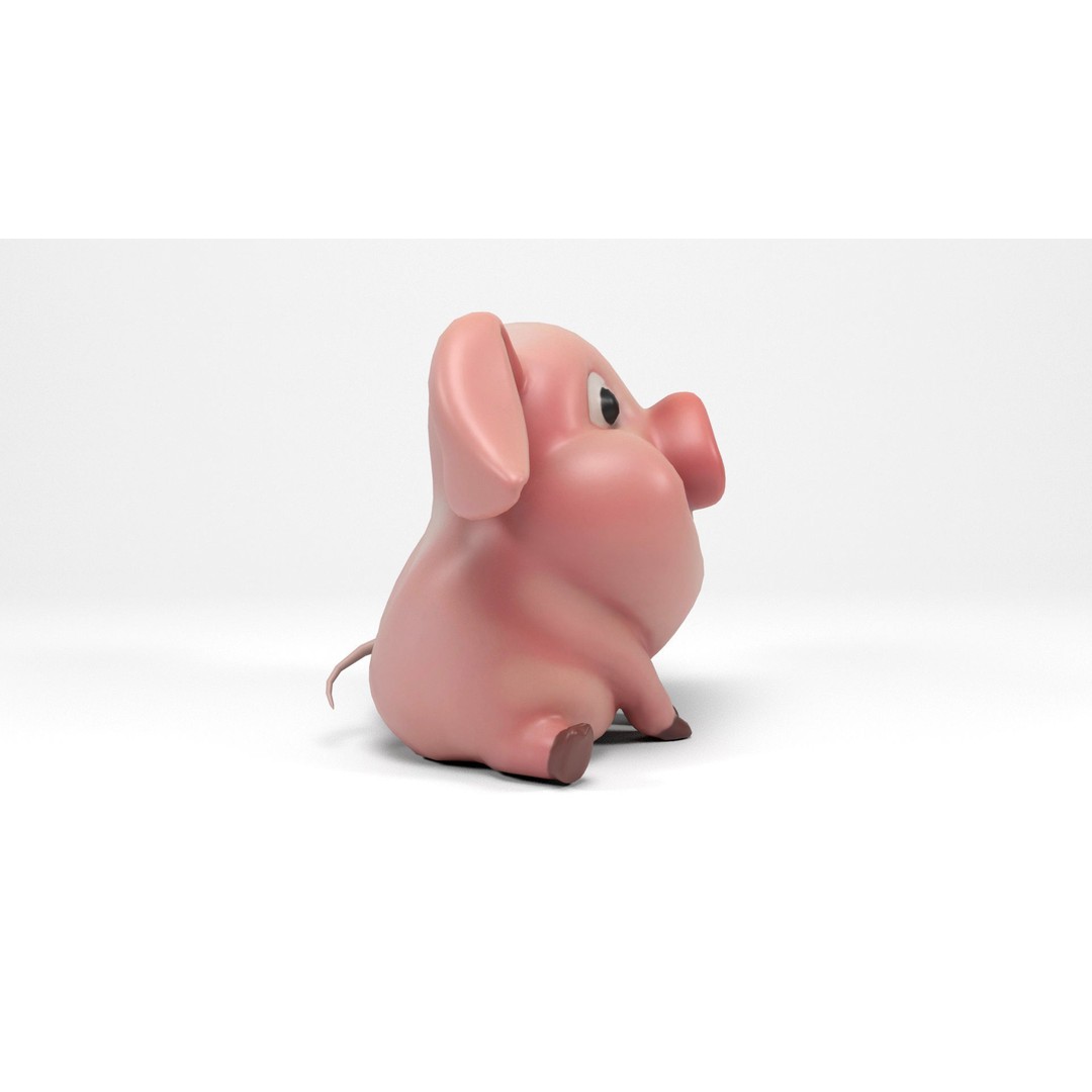 Funny Pig 3D Model – Low Poly Cartoon Character, FBX & OBJ Formats - View 7