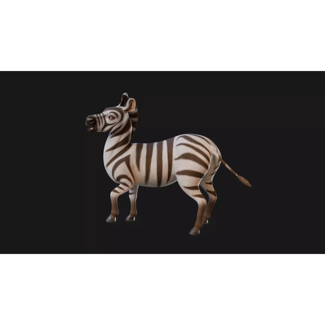 Zebra 3D Model – Stylized Low-Poly Rigged Character for Animation