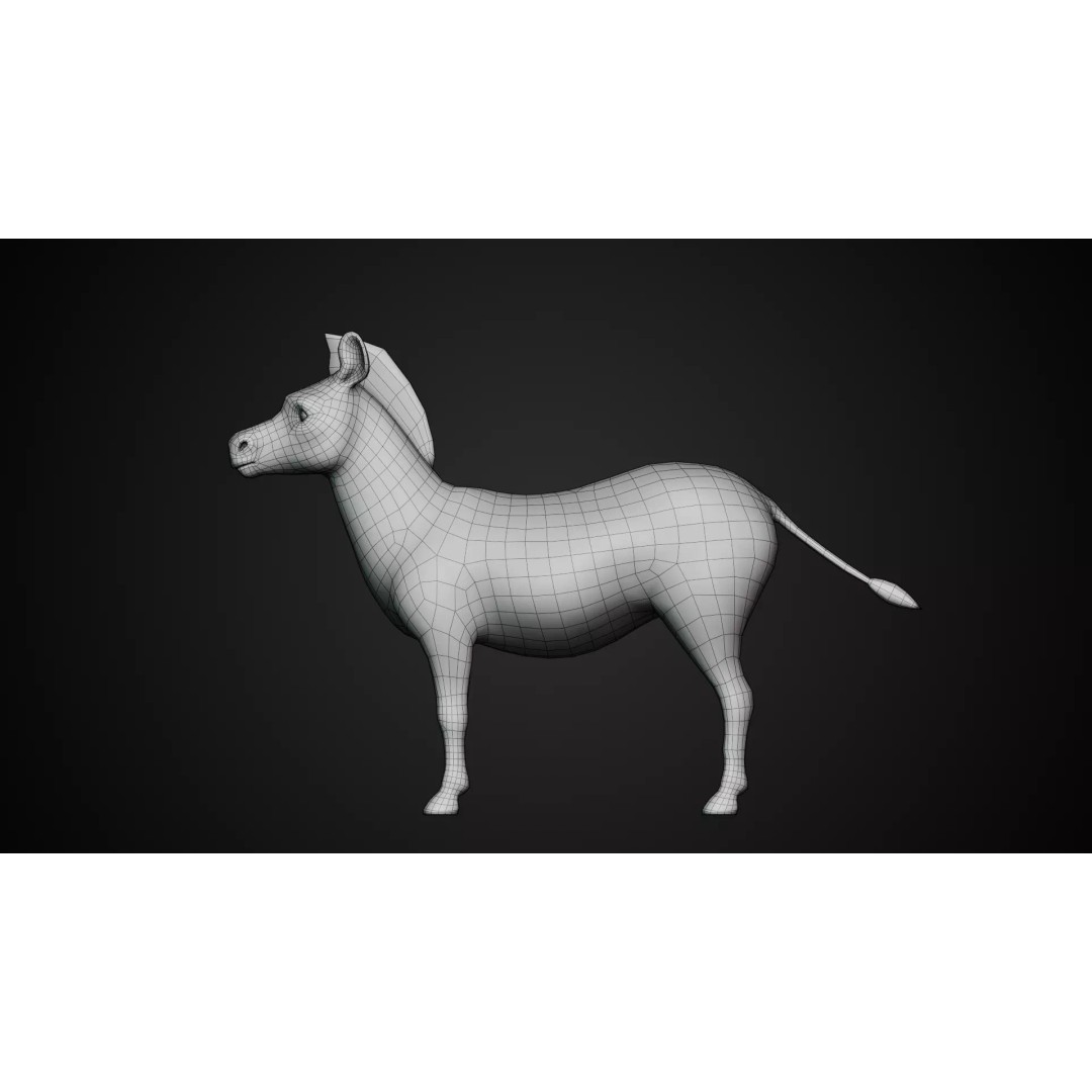 Zebra 3D Model – Stylized Low-Poly Rigged Character for Animation - View 11