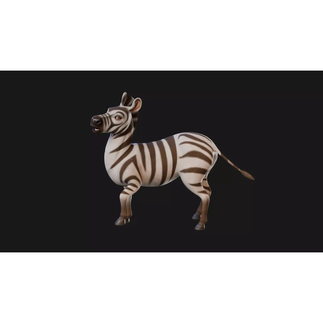 Zebra 3D Model – Stylized Low-Poly Rigged Character for Animation - View 16