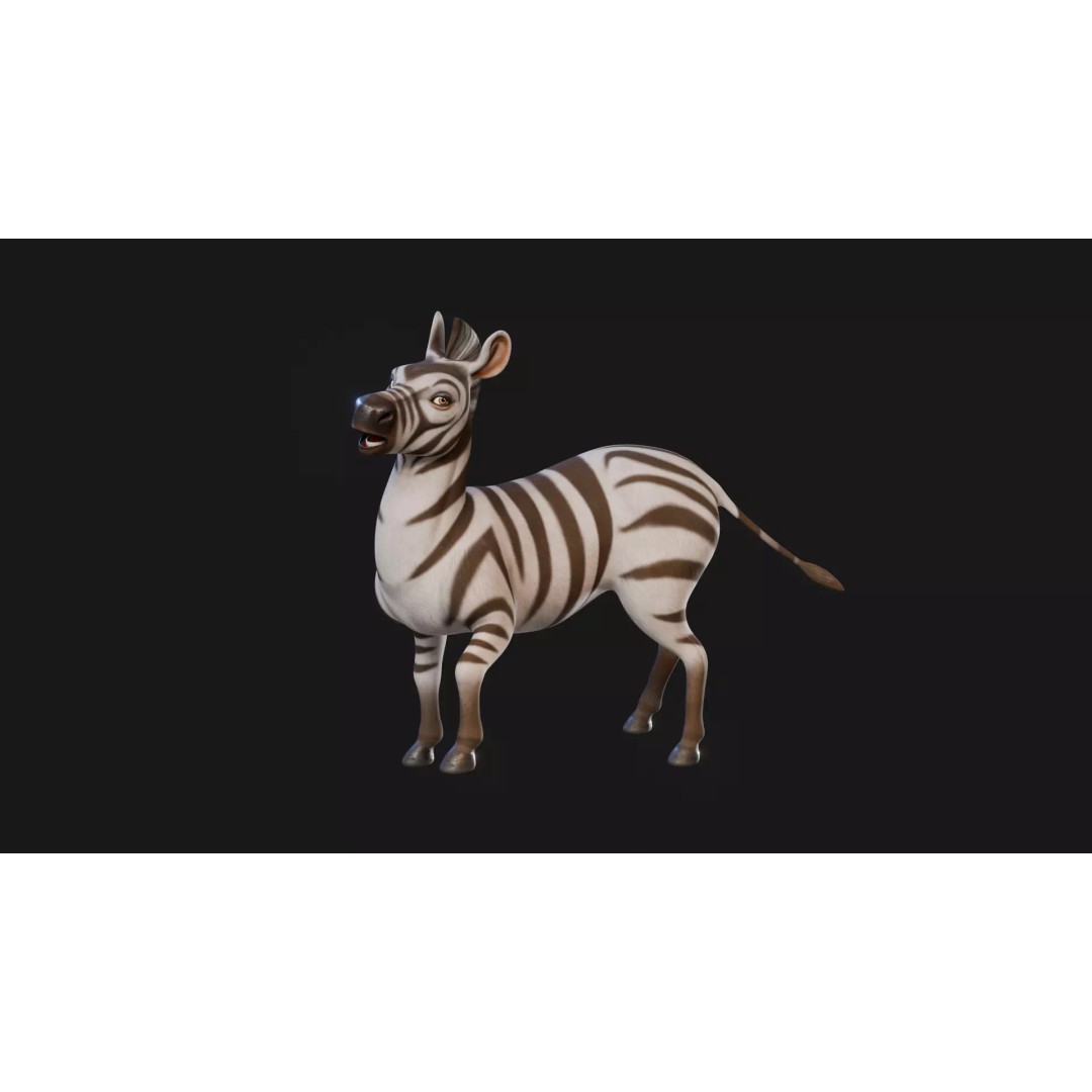 Zebra 3D Model – Stylized Low-Poly Rigged Character for Animation - View 17