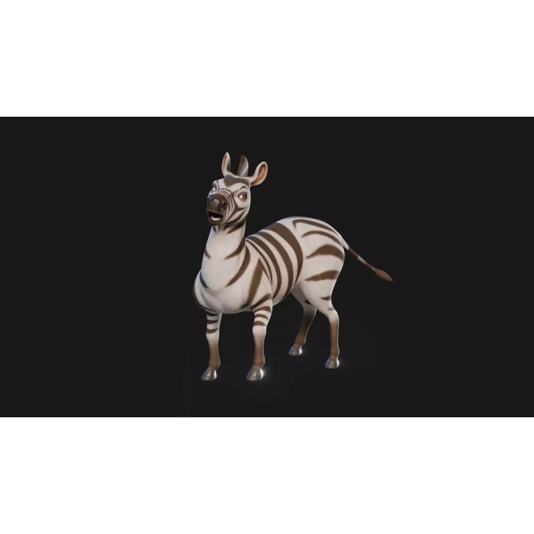 Zebra 3D Model – Stylized Low-Poly Rigged Character for Animation - View 18