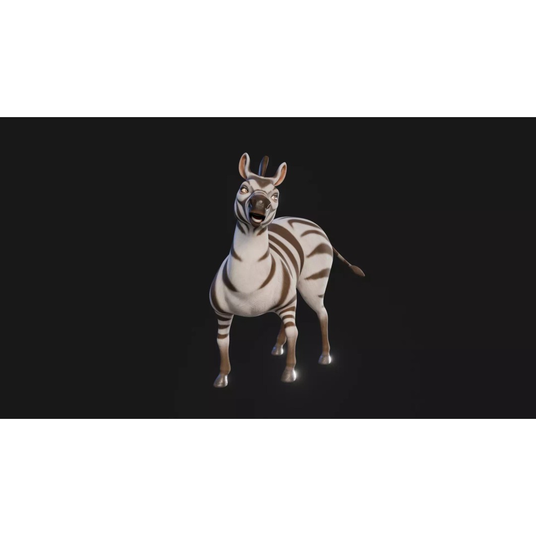 Zebra 3D Model – Stylized Low-Poly Rigged Character for Animation - View 19