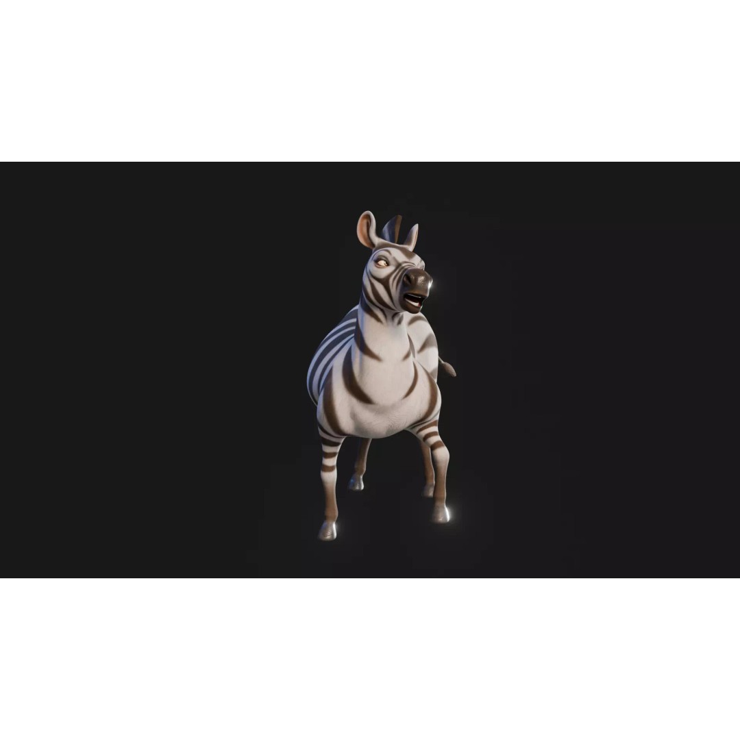 Zebra 3D Model – Stylized Low-Poly Rigged Character for Animation - View 20