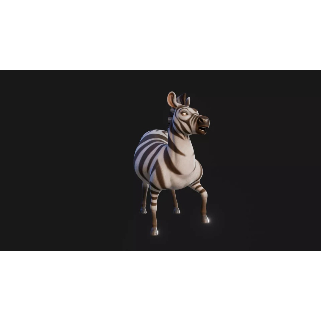 Zebra 3D Model – Stylized Low-Poly Rigged Character for Animation - View 21