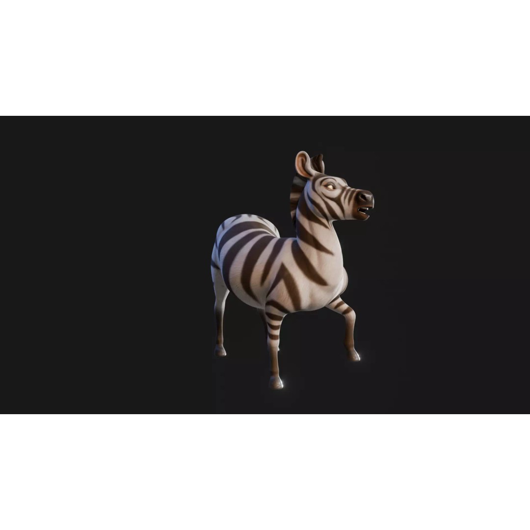 Zebra 3D Model – Stylized Low-Poly Rigged Character for Animation - View 22