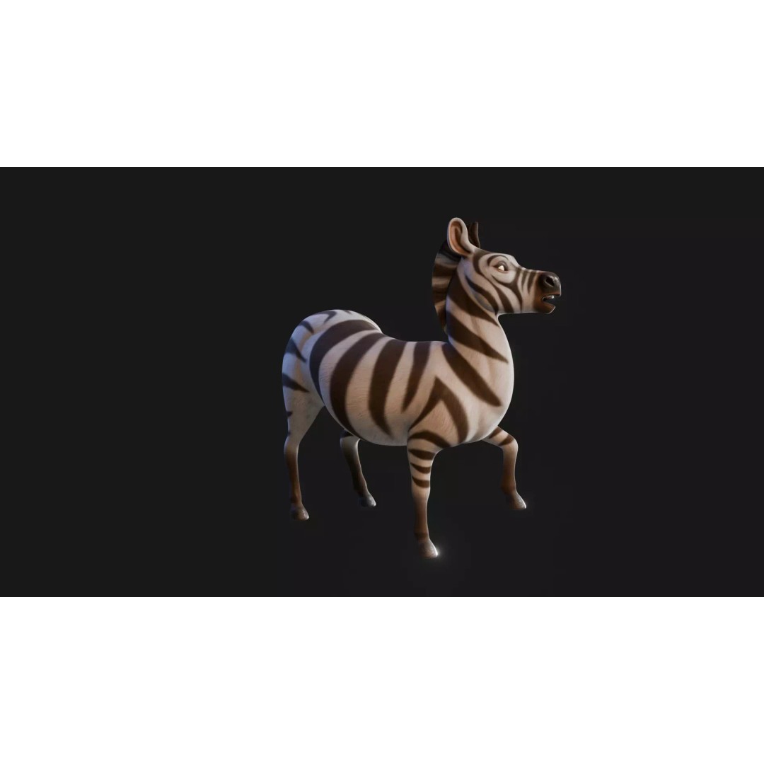 Zebra 3D Model – Stylized Low-Poly Rigged Character for Animation - View 23