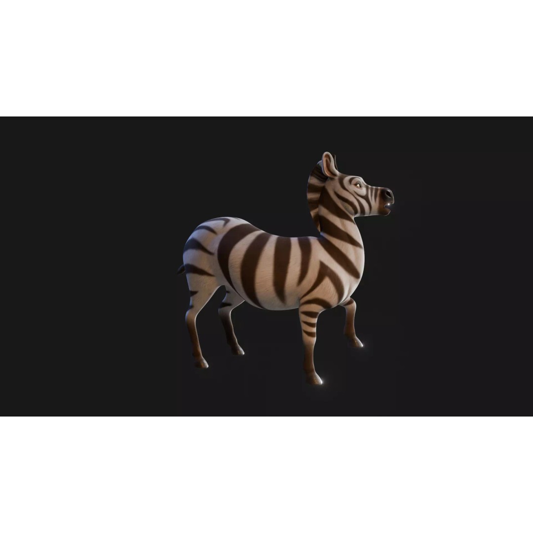 Zebra 3D Model – Stylized Low-Poly Rigged Character for Animation - View 24