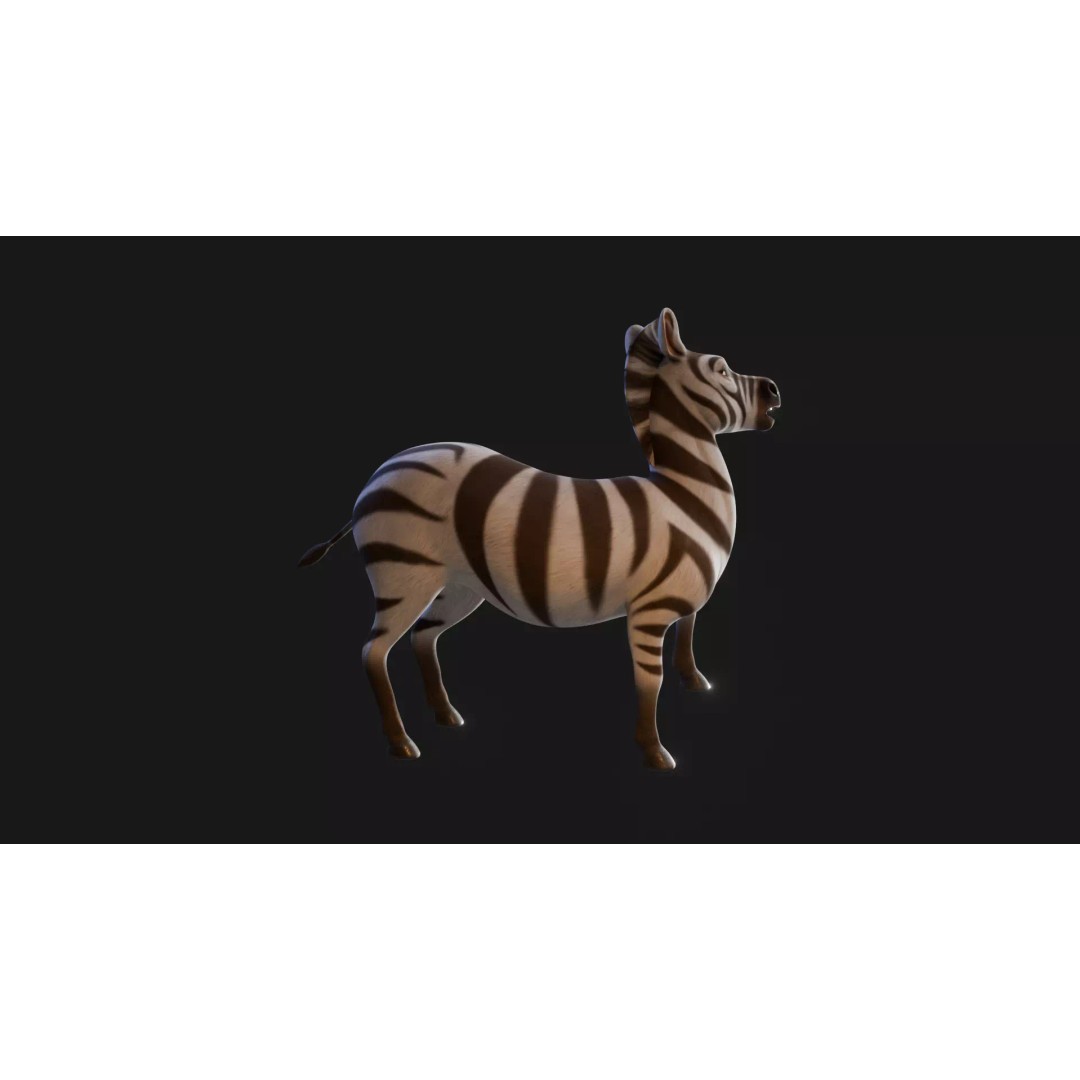 Zebra 3D Model – Stylized Low-Poly Rigged Character for Animation - View 25